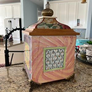 MacKenzie-Childs large ceramic Vintage 1983 bearded iris hand painted box